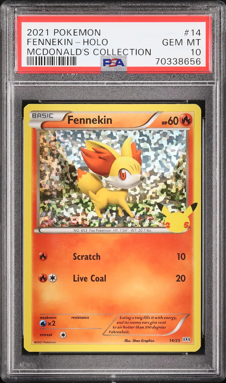 Pokemon PSA 10 Fennekin 14/25 Holo Rare McDonald's Collection Card