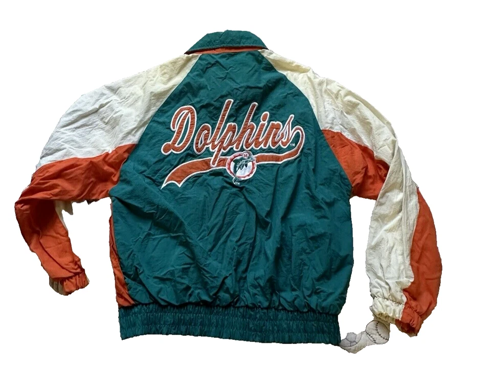 Logo 7 Miami Dolphins Jacket Windbreaker Spell Out Size Small Vintage - Image 2 of 4