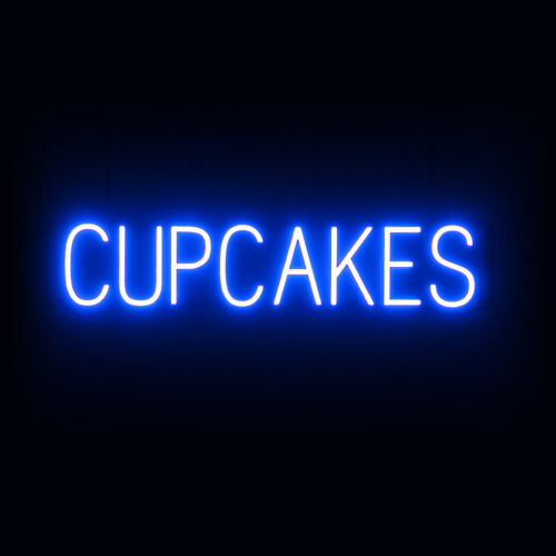 Panneau SpellBrite CUPCAKES | aspect panneau cupcakes néon, lumière DEL | 31,7" x 6,3" - Photo 1 sur 12