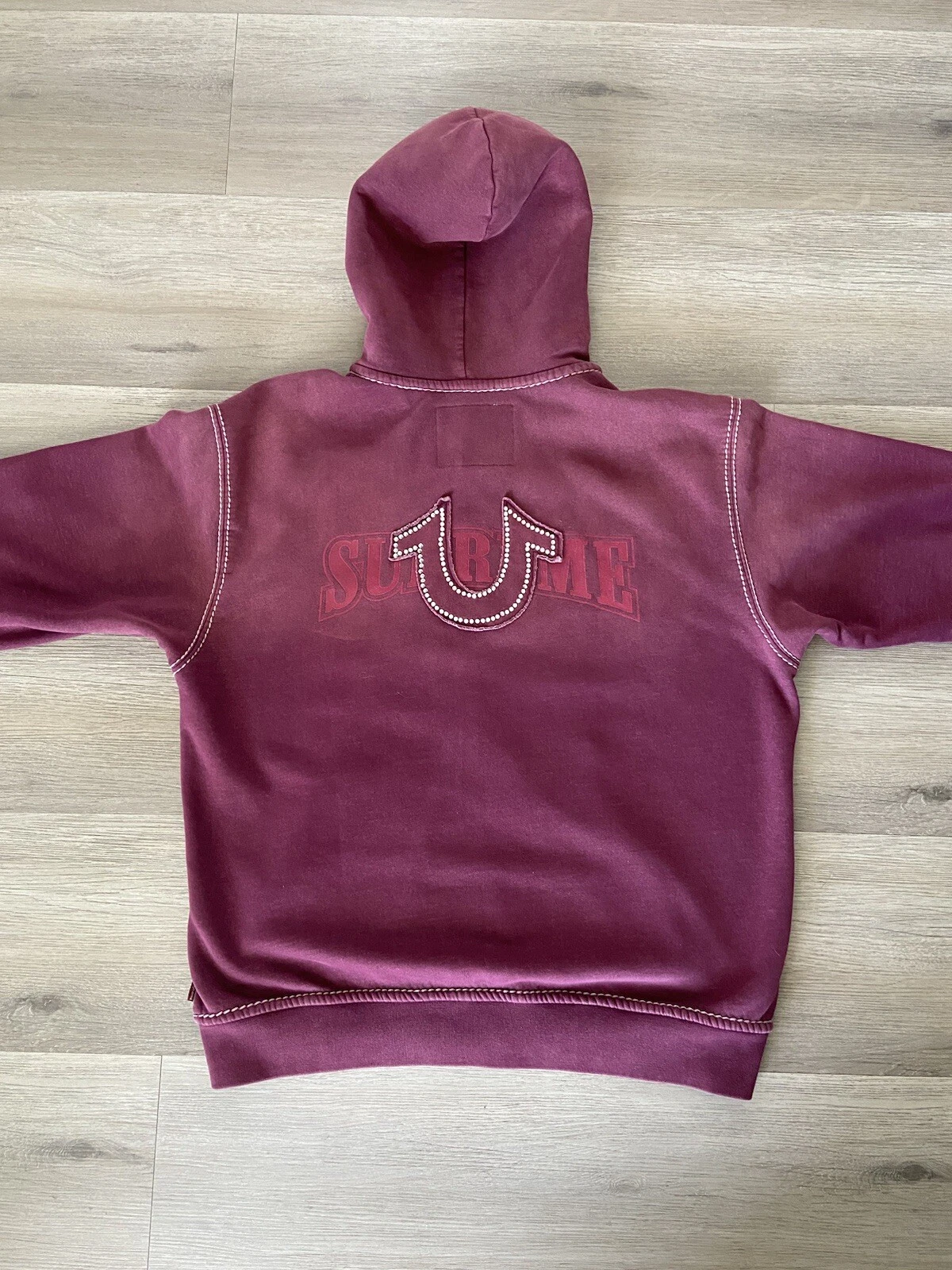 Felpa con cappuccio e zip Supreme True Religion FW22 taglia XL strass