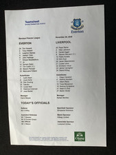 2009/0 Everton v Liverpool teamsheet