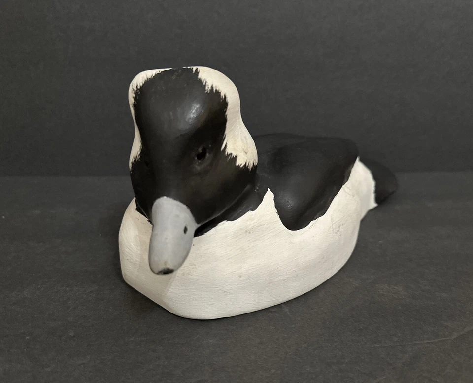 Vintage Hand-Carved Wooden Bufflehead Duck Decoy w/Glass Eyes Signed & Dated - Image 4 of 4
