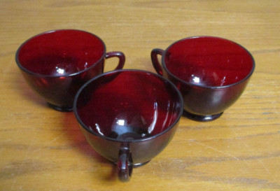Set of 3 Ruby Red Vintage Coffee Punch Cups
