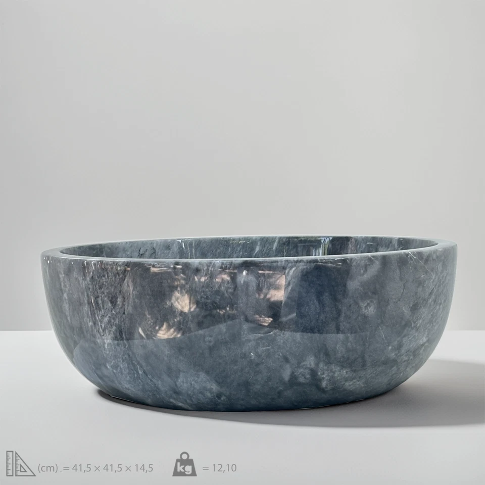 Fregadero de mármol gris oscuro - Fregadero de baño de piedra natural - Fregadero artesanal Foto 2 de 4