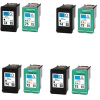 4 X Hp74 Hp75 Compatible 8 Pk Black Color Ink Cartridge For Hp Deskjet D4200 4 X Hp74 Hp75 Compatible 8 Pk Black Color Ink Cartridge For Hp Deskjet D4200
