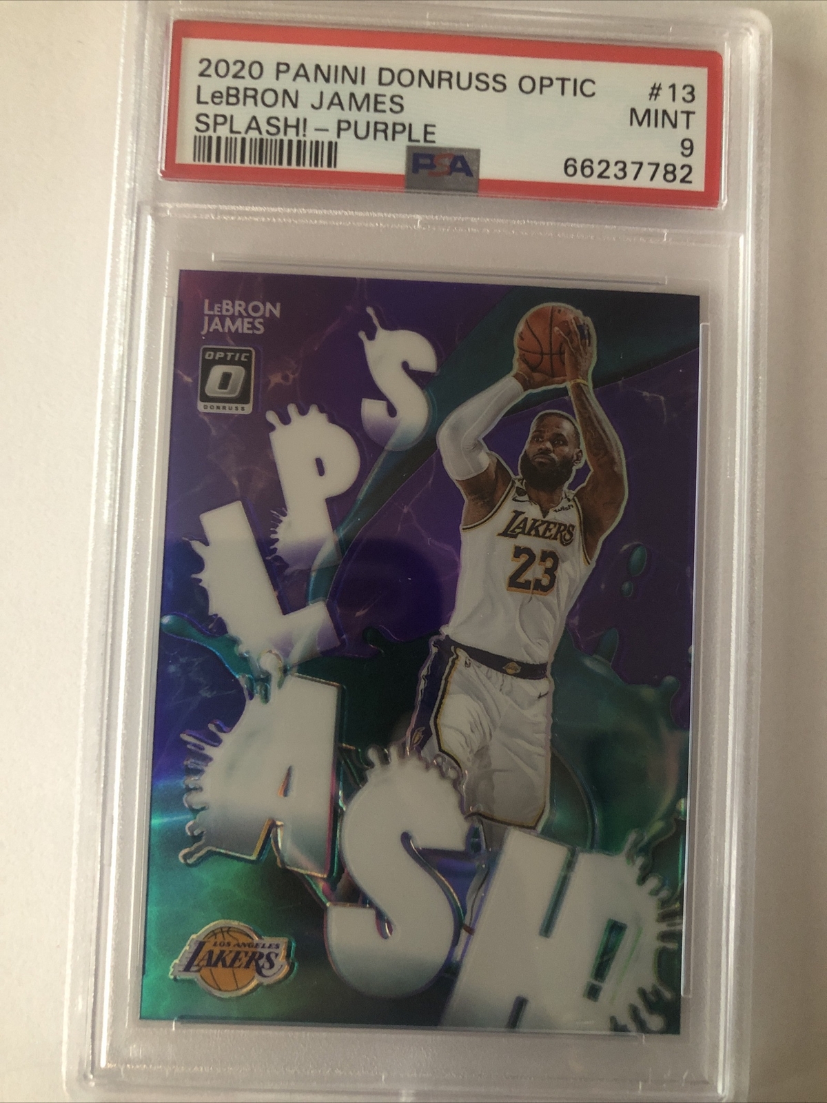 LEBRON JAMES 2020 OPTIC SPLASH! HOLO PSA 9 #13 PRIZM LAKERS HEAT CAVS