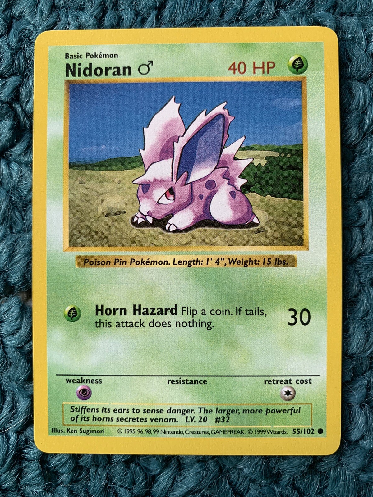 Shadowless NIDORAN 55/102 Base Set - WOTC Vintage Pokémon 1999 - NM