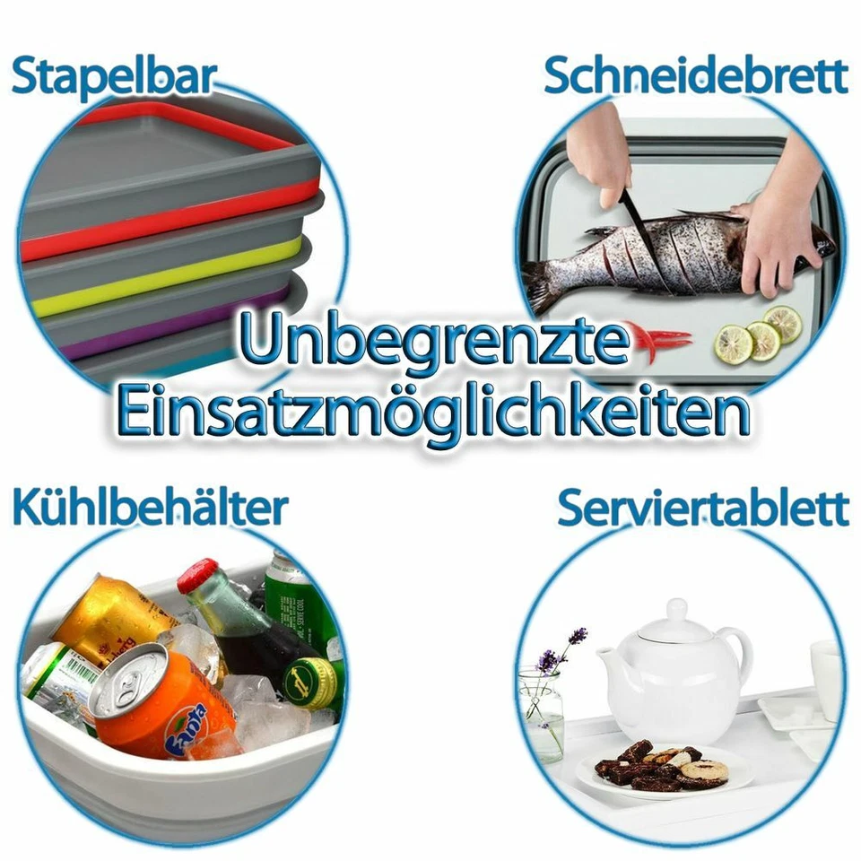 Faltkorb 2 Griffe POP-UP Camping Korb Tragekorb Picknick Kiste faltbare Schüssel - Bild 3 von 4