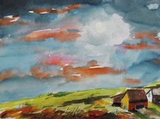 ORIGINAL landscape WATERCOLOR Painting JMW art John Williams Expressionism