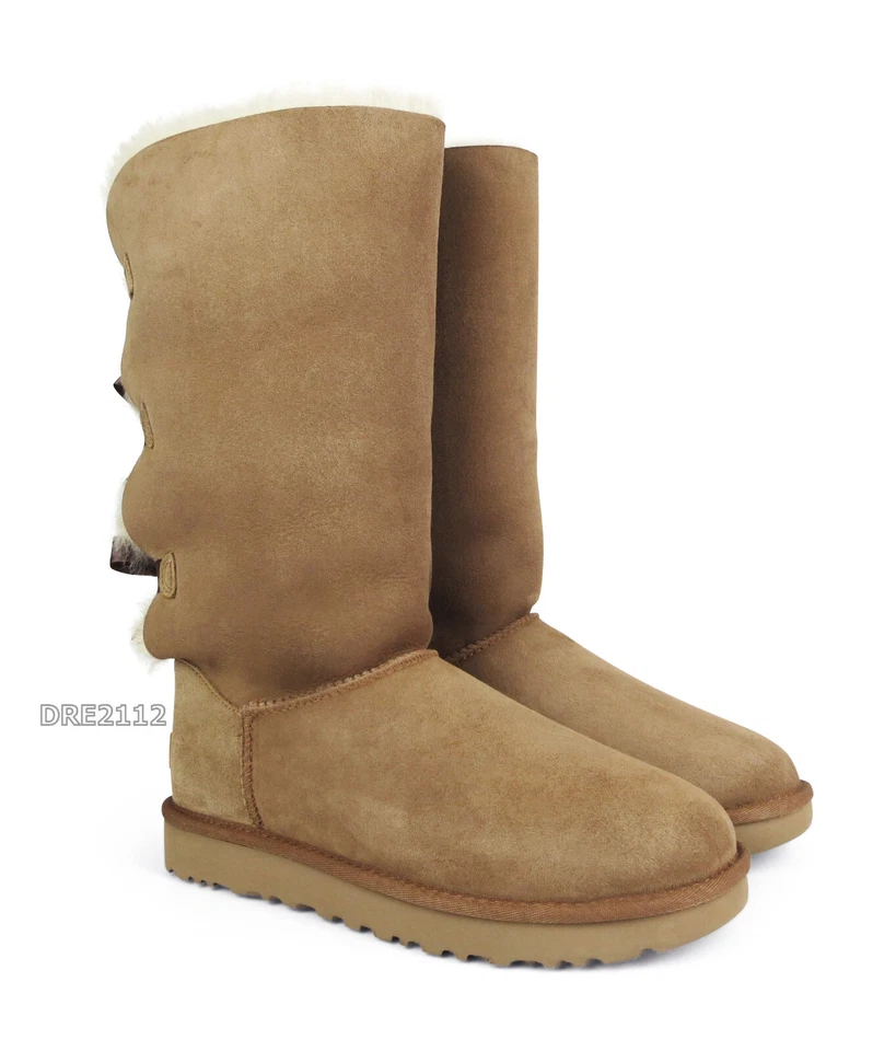 Botas UGG Bailey Bow Tall II Triple Castaño Gamuza Piel Mujer Talla 7 *NUEVAS EN CAJA* Foto 3 de 4