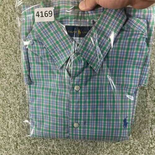 Ralph Lauren Shirt Men Large Green Tartan Plaid Classic Prep Button Down EUC - 第 8/8 張圖片