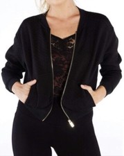 Ruby Ribbon Women’s Size Medium Black Diamond Bomber Jacket Z1