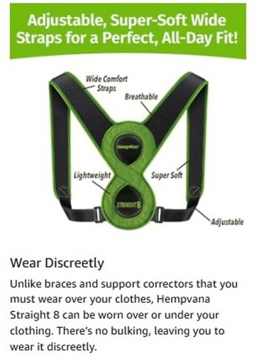 Hempvana Straight 8 Fully Adjustable Lightweight Back Brace and Posture Correcto - Picture 7 of 8