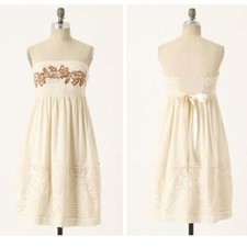 Anthropologie Zehavale Embroidered Freesia Sundress Dress 6 NEW crochet straples