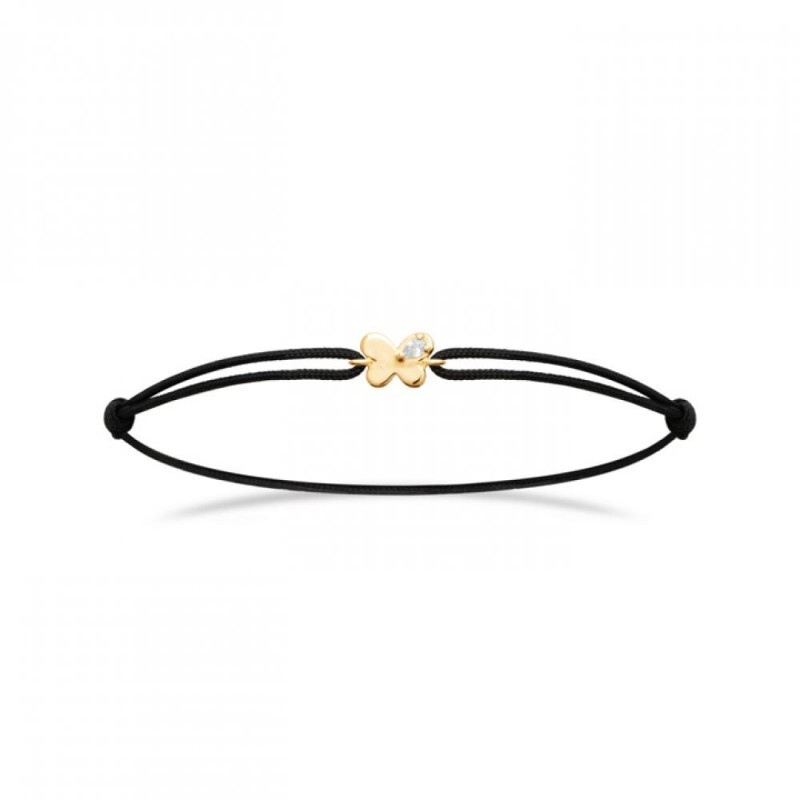 Bracelet papillon or et zirco cordon ajustable le cadeau idéal femme