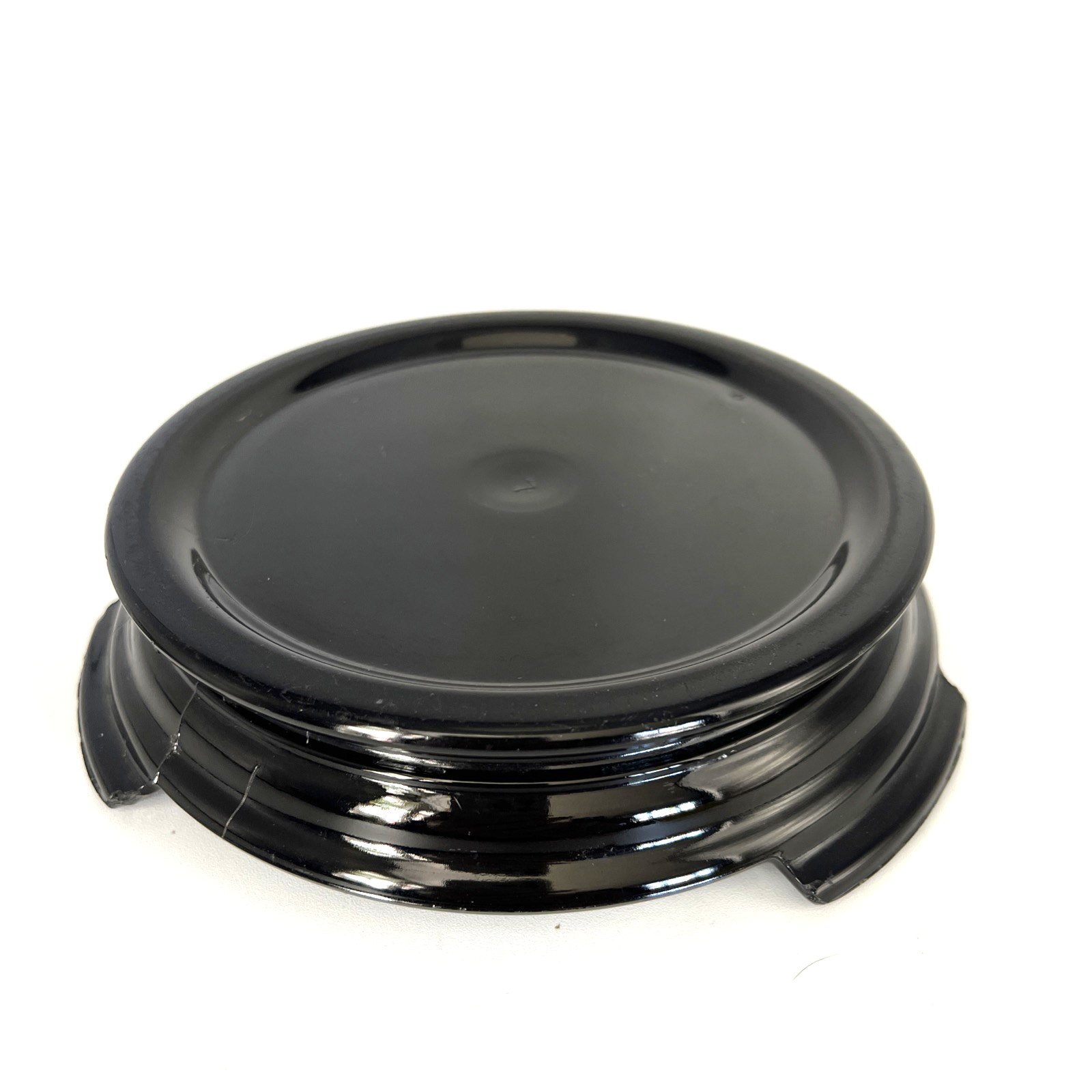 Antique Art Deco Black Glass Tiered Pedestal Stand with 3 Footed Base