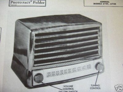 ADMIRAL 6T01, 6T05, 6A1 RADIO PHOTOFACT