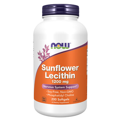 NOW FOODS Sunflower Lecithin 1200 mg Soy-Free Non-GMO 200 Softgels