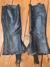 rhine gold black leather chaps childrens size 12 S
