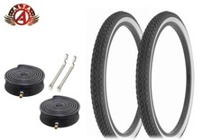 ALTA BICYCLE CRUISER TIRES 26 x 2.125 BLACK/WHITE HEAVY DUTY DIAMOND 6pc SET.