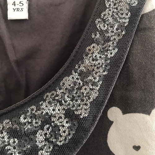 M&S Black Grey Girls Dress, 5 Years, Beautiful Dress, Great Quality, Bear Print - Picture 7 of 11