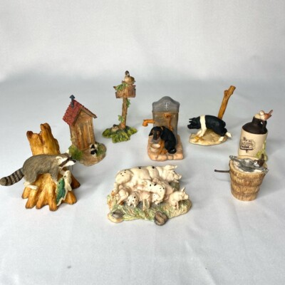 Vintage Schmid Animal Figurine Set of 8 Made in Scotland in 1980