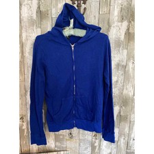 Monrow Classic Blue Zip Up Hood Jacket M