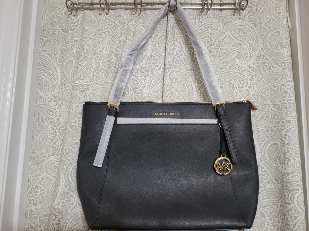 Michael Kors Voyager Large EW Top Zip Saffiano Tote Black MSRP $398