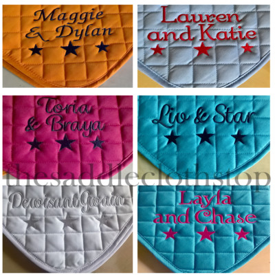 Personalisierte bestickte Schabracke mit Sternen, Pony, Wulmblut, voll, 10 Farben, Numnah