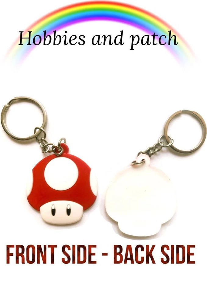 portachiavi Super Mario Bros Luigi Wario fungo Yoshi Boo keychain rubber gomma - Immagine 4 di 4