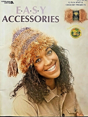 Leisure Arts 3522 EASY ACCESSORIES knit crochet 2003 32pg pattern booklet