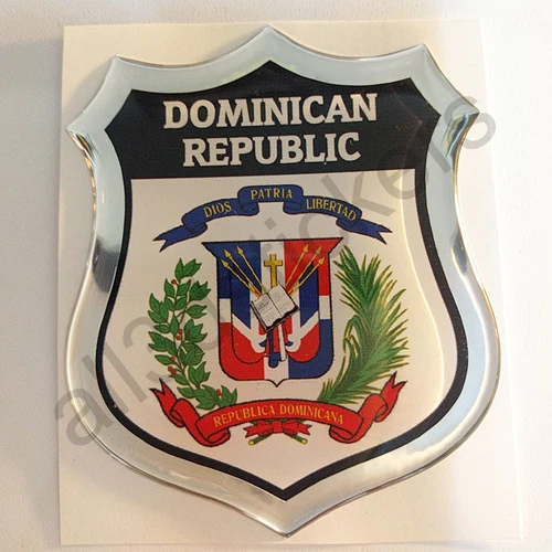 Sticker Dominican Republic Emblem Coat of Arms Shield 3D Resin Domed Gel Vinyl