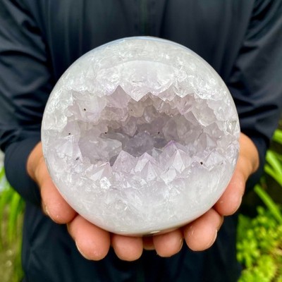 1.56LB Agate Open Smile Crystal Sphere Energy Healing Wealth Attraction Ornament