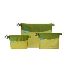 3 PCS Green WaterResistant Mesh Zipper Pouch Set Storage Travel Organizer