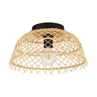 Deckenlampe Deckenleuchte Stahl In Schwarz Holz In Natur E27 Fassung