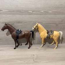 VTG 1965 Louis Marx Co 2 HORSES Thunderbolt Horse Johnny West 13 1/2" H READ