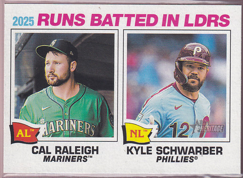 2026 Topps Heritage #3 Kyle Schwarber / Cal Raleigh LL RBI | Baseball