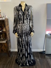 Oo La La Size Medium Fully Sequined Long Dress Black With Sikver Sequin W Tag