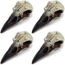 4 Pcs Goth Raven Skull Figurine Gothic Home Decor Obsidian Crow Hanging Sculp...