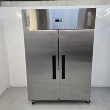Upright Fridge Double 2 Door Stainless 1200L Kitchen Commercial Catering Chil...