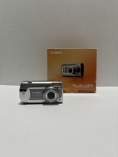 Canon PowerShot A470 Digital Camera Silver Blue 7.1MP 3.4x Zoom With Box- Works
