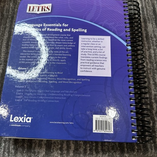 LETRS Volume 1 Unit 1-4 Reading Training Louisa C. Moats Teacher PD Homeschool - Picture 14 of 18