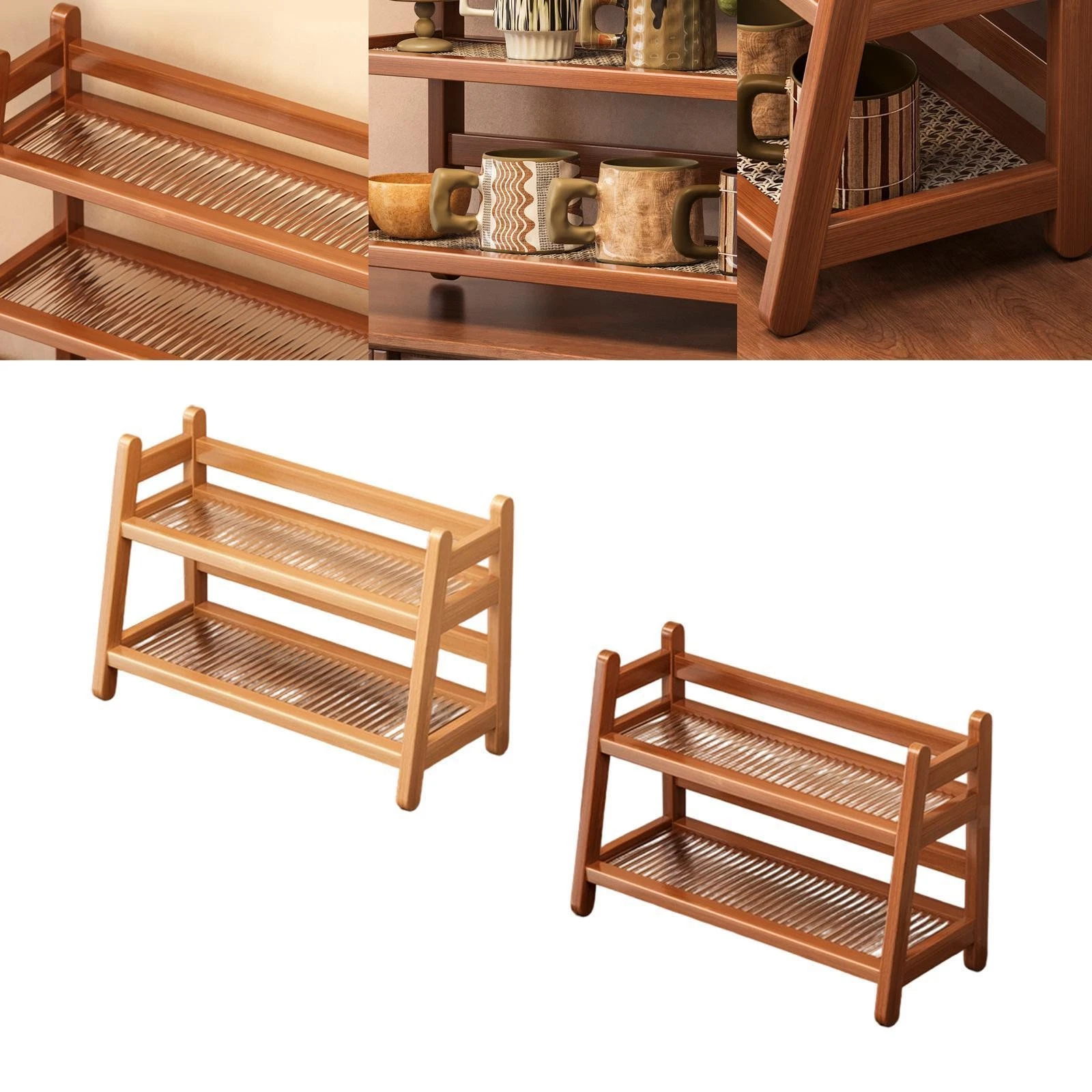Water Cup Display Rack Countertop Organizer Multifunctional 2 Tier Kitchen