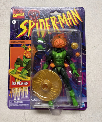 Hasbro Spider-Man Marvel Legends Retro Jack O'Lantern Action Figure on card