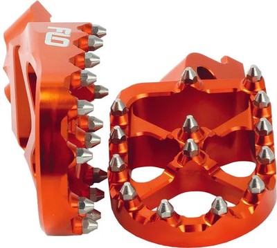 Flo Pro Series Footpegs Driver Foot Pegs Pair Orange Husqvarna TE250 16