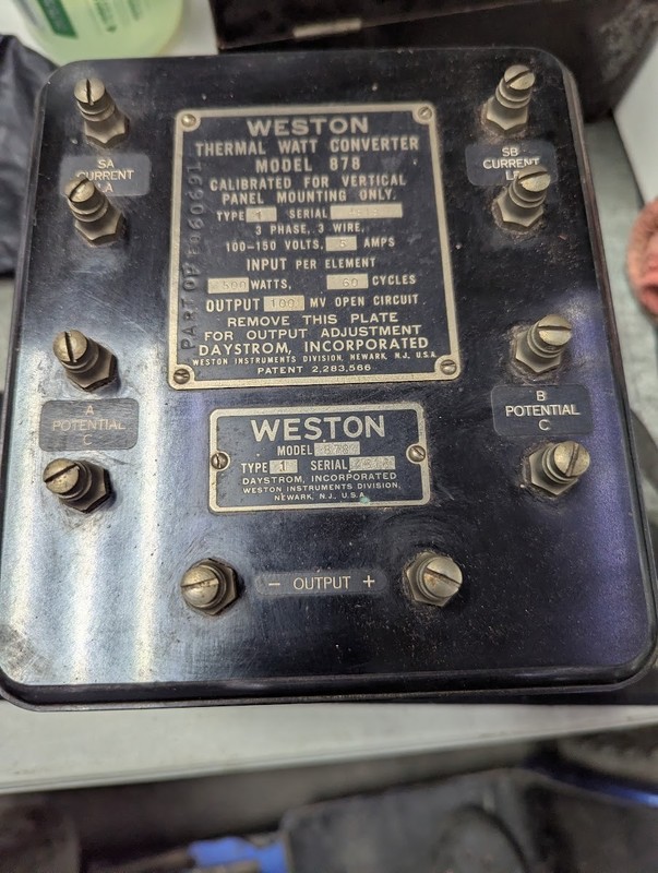 Vintage Weston Thermal Watt Converter Model 878 Type 1 3-Phase Daystrom Instrume