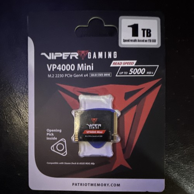 #ad Patriot Viper Gaming VP4000 Mini 1TB M.2 2230 PCIe Gen4 x4 SSD Steam Deck $200.00