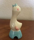 Vintage Shawnee Whistling Pie Bird Pottery White Pink Blue