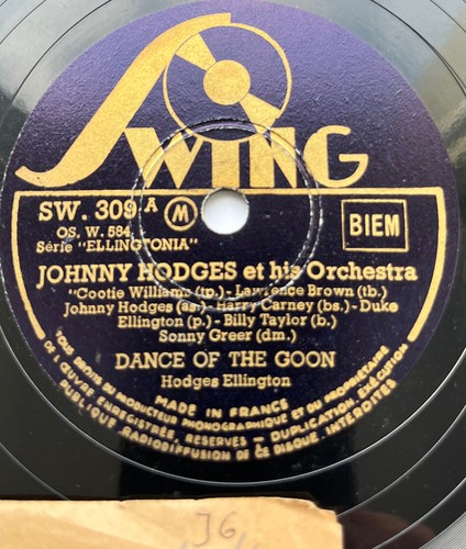 78rpm SWING Label SW.309 JOHNNY HODGES DUKE ELLINGTON SONNY GREER ...
