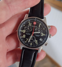 Men's WENGER Swiss Army Watch Chronograph w/ New Battery - Works Great! f94